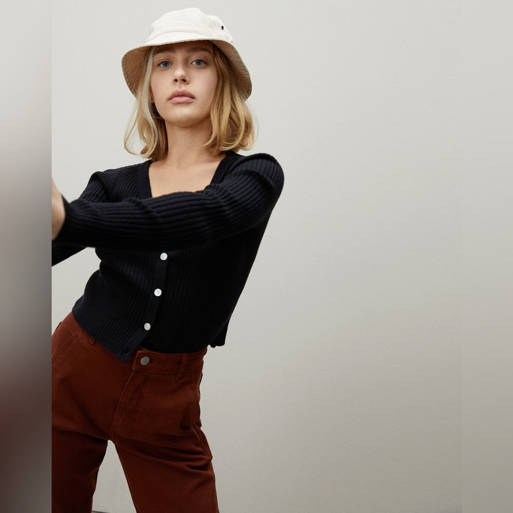 Everlane The Cotton–Merino Cropped Cardigan